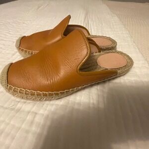 J. Crew Tan Leather Mule espadrilles Jute Sole 6 Buttery leather casual summer